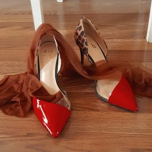 EUC Mix 6 Faux Leppard/Lucite  d'Orsay pumps: 7.5